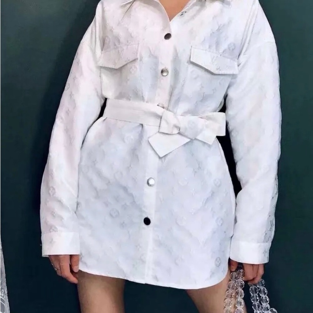 Louis Vuitton Jacquard Monogram Long Sleeves white top